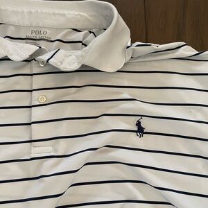 White and black striped polo by Ralph Lauren